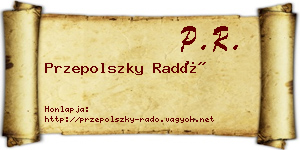Przepolszky Radó névjegykártya